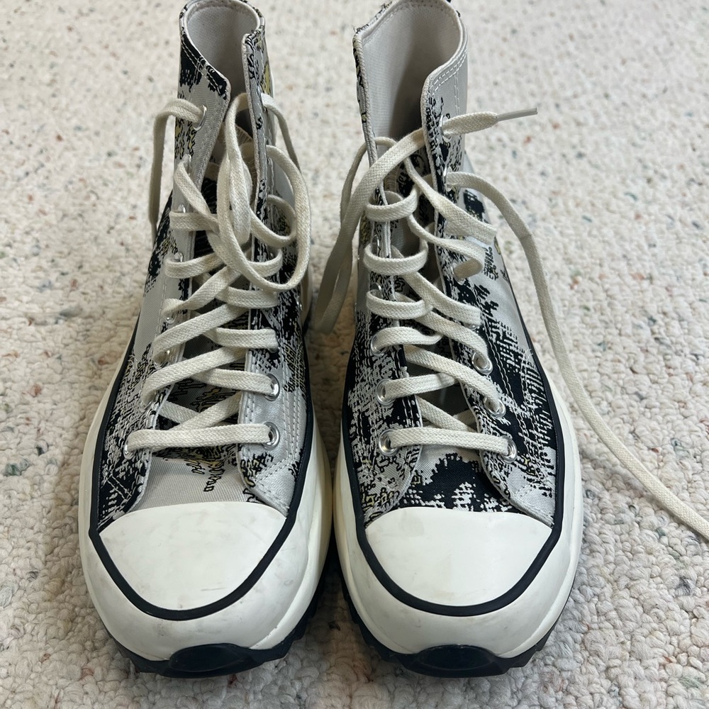Converse Black, Yellow and Off-White Run Star Hike Platform High-Top Sneakers